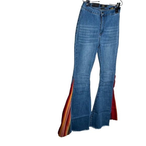 Lucky And Blessed Super Flare With Serape Insert Jeans - Picture 6 of 17